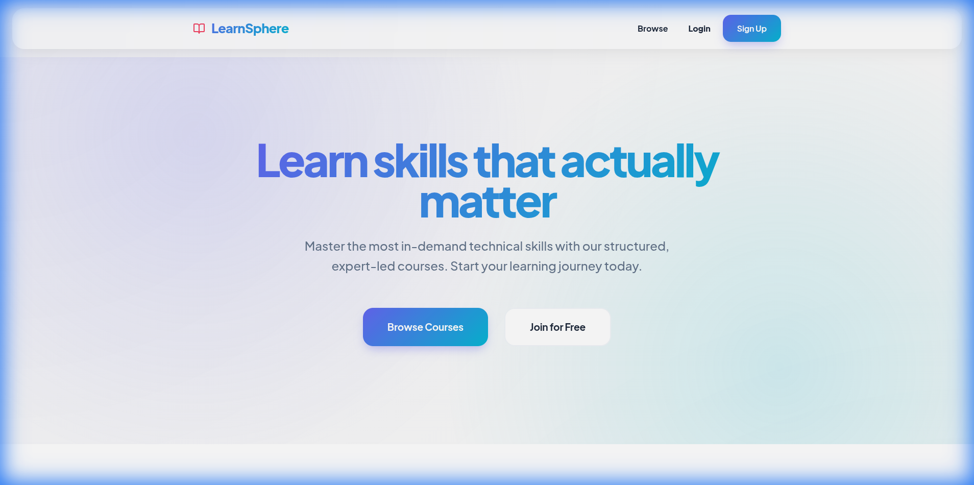 LearnSphere Learning Management System UI